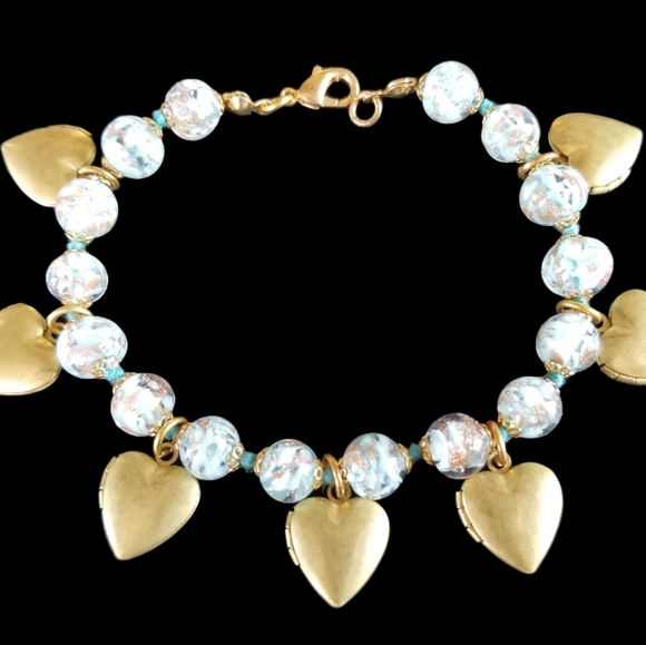 Hand Crafted Repurposed Vintage Art Glass Locket Bracelet - Picture 11 of 12